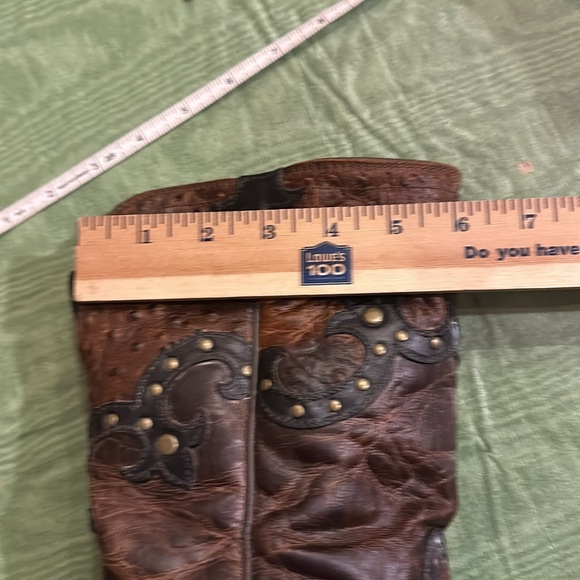 ARIAT ROGUE SKIPPY Brown Western Ostrich Cowboy Snip Toe Boot Size 9M Leather - Picture 8 of 15